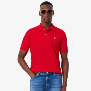 Lacoste Classic Polo Shirt Mens Red Size L 100% Cotton